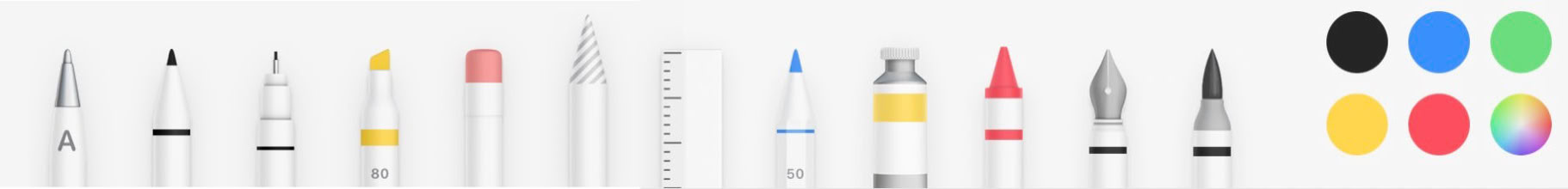 Sketchography drawing tools , pens, marker, filler, brushes