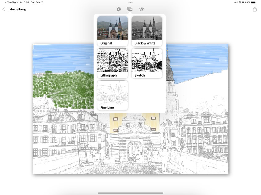 Heidelberg old town drawing and coloring